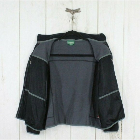 LL Bean Black Polartec Full Zip Fleece Cozy Breathable Sweater Size L - Picture 7 of 12